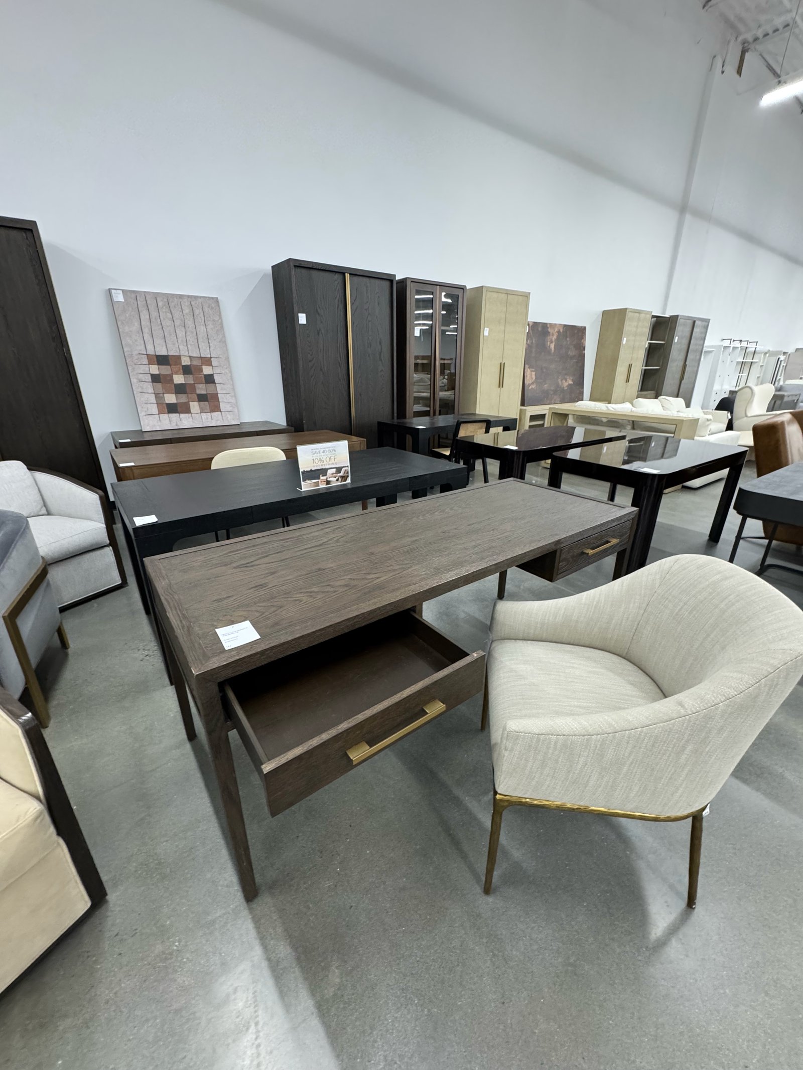 French Contemporary 72” Desk with Thaddeus Curved Side Chair - Set