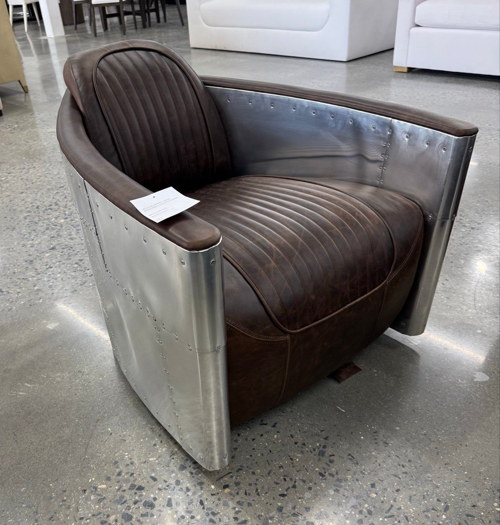 Aviator Leather Swivel Arm Chair