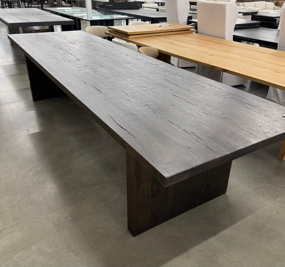Reclaimed Oak Plank 138”L Dining Table Russian Oak