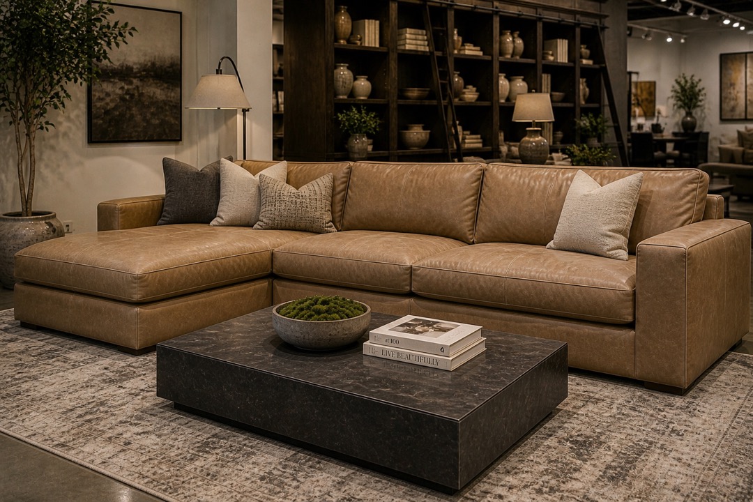 Hudson 10’ Deep Seat Leather Sectional – Chaise (Left-Facing)