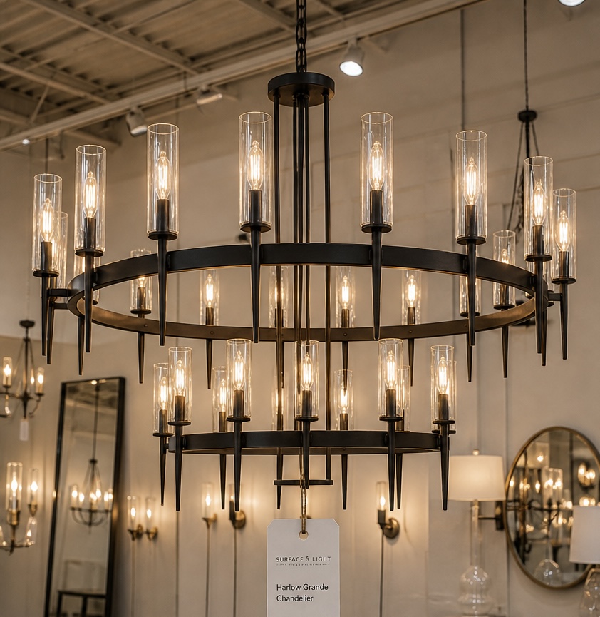 Harlow Grande 2-Tier Chandelier – Matte Black