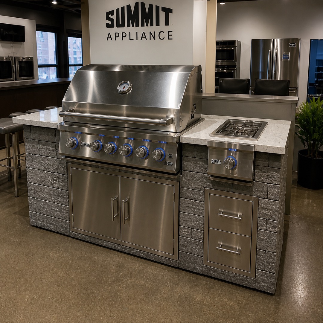 Summit 4-Burner Outdoor Kitchen Island Grill w/ Side Burner